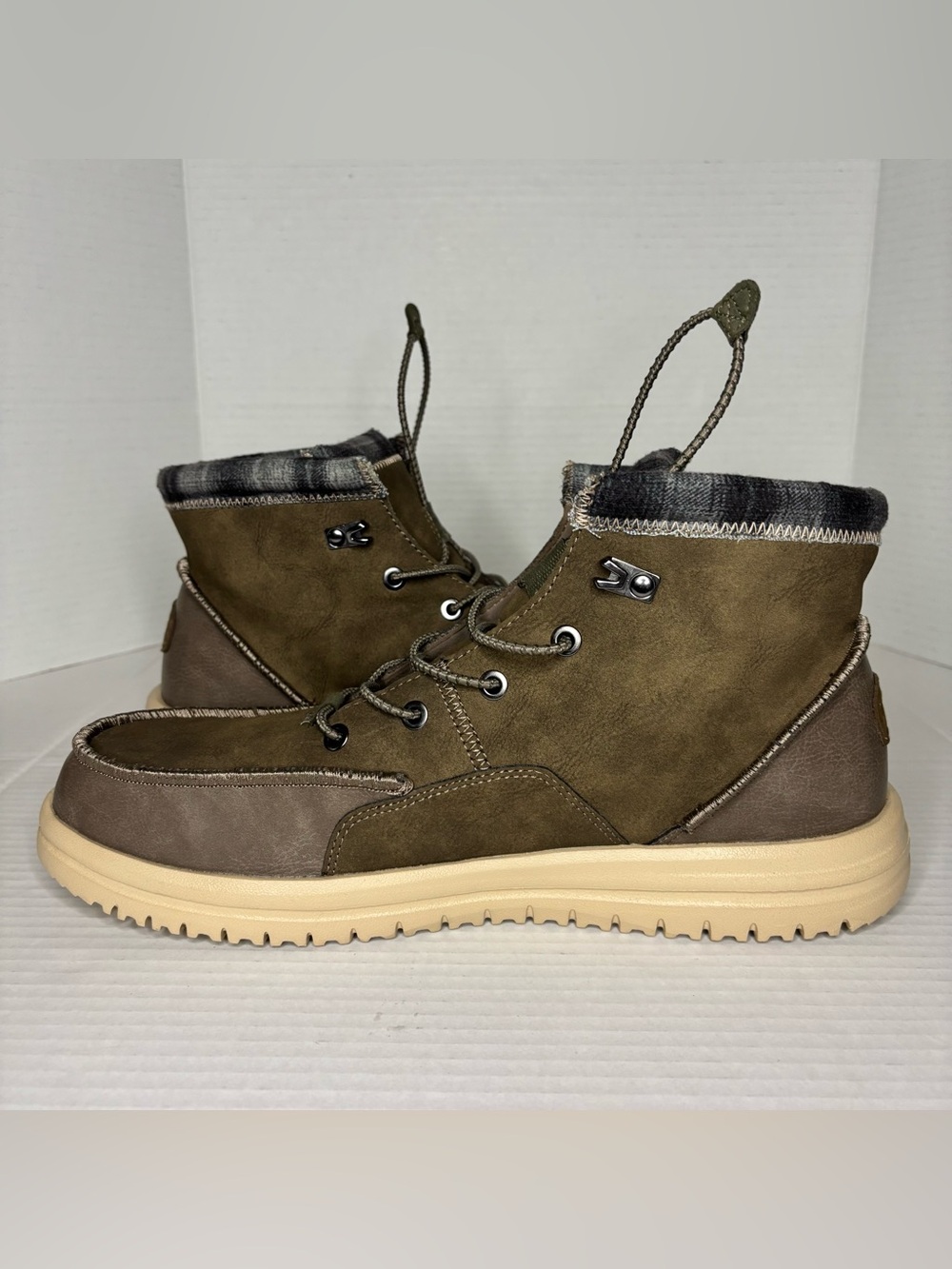 Hey Dude Bradley Classic Walnut Brown Plaid Lined Chukka Boots Mens 13 42067-267